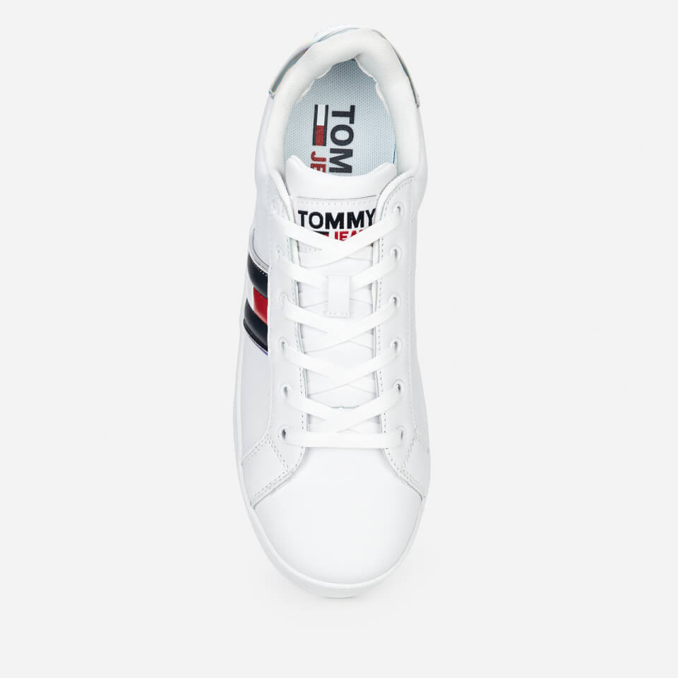 Tommy Jeans Women's Iridescent Iconic Leather Flatform Trainers - White ...