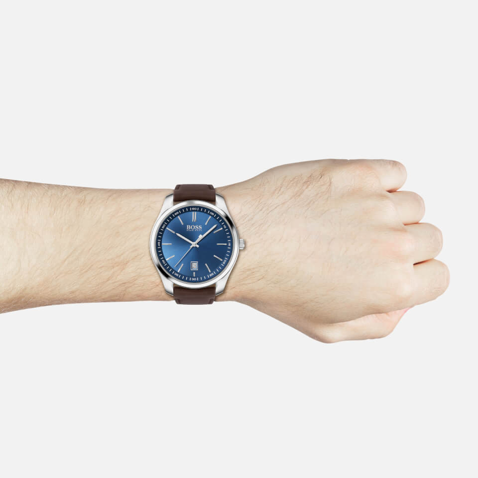 BOSS Hugo Boss Men's Circuit Leather Strap Watch - Blue/Brown
