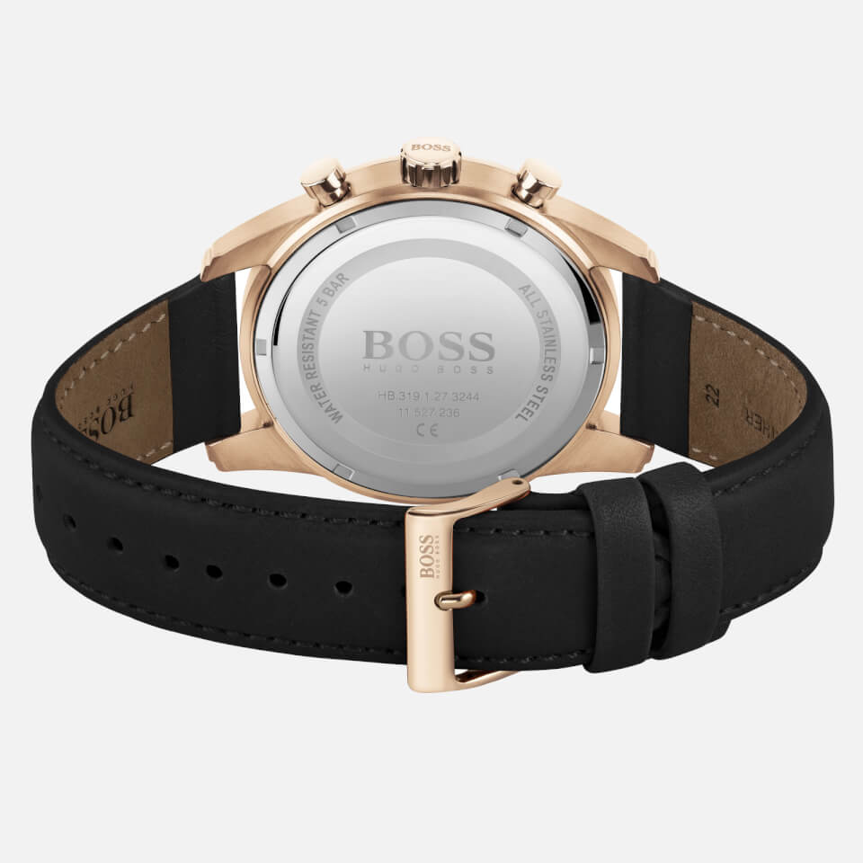 BOSS Hugo Boss Men's Skymaster Leather Strap Watch - Blue/Bronze/Black