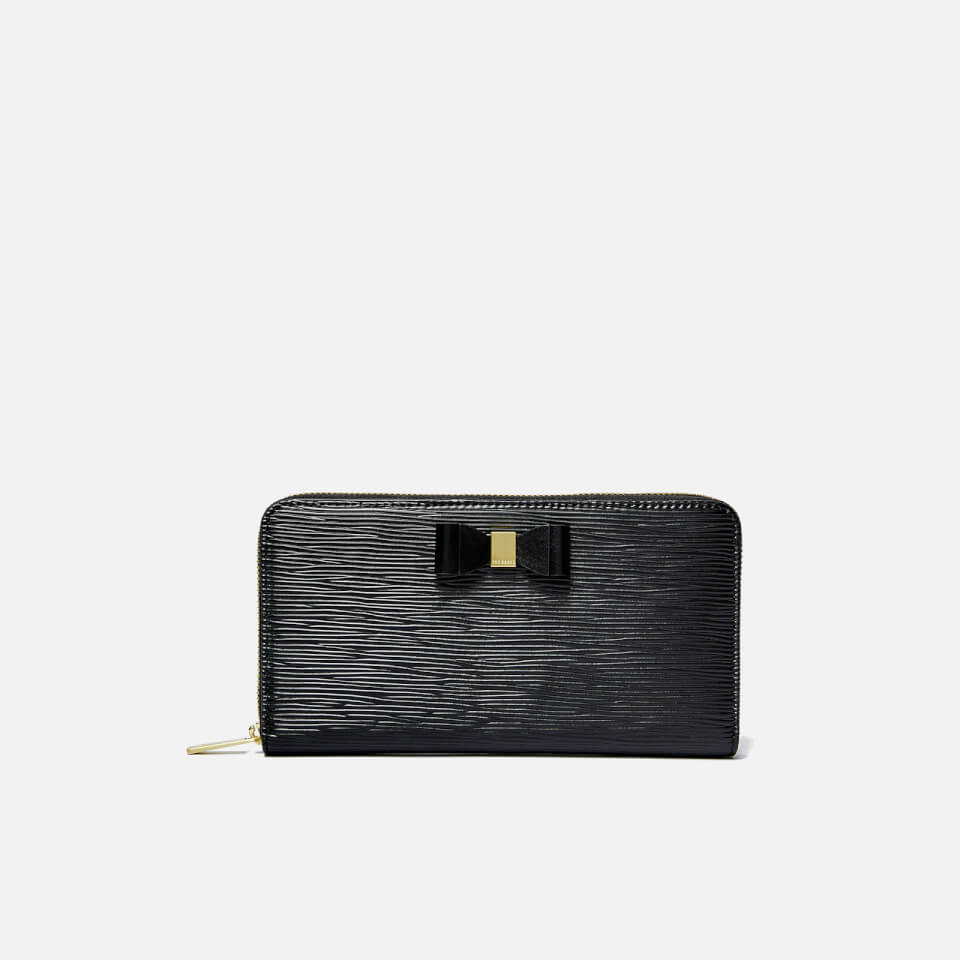 Ted Baker Women s Rouxi Bow Zip Around Matinee Purse Black