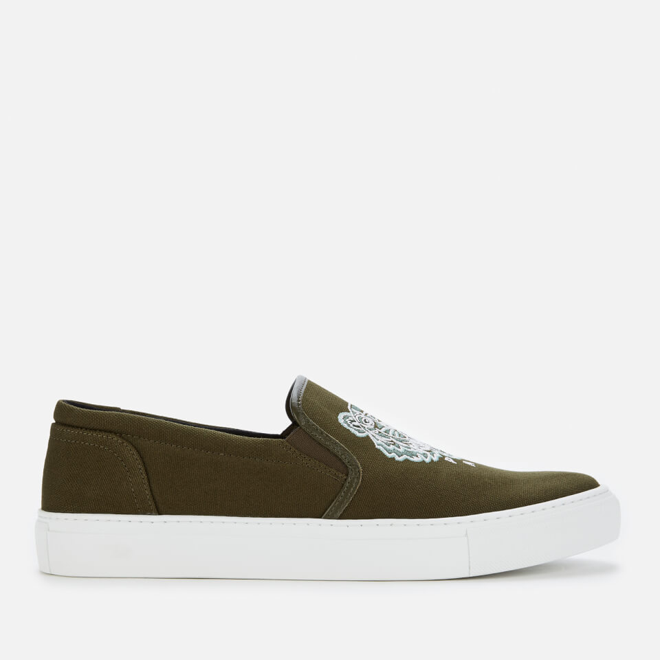 KENZO Men s K Skate Slip On Trainers Dark Khaki Allsole