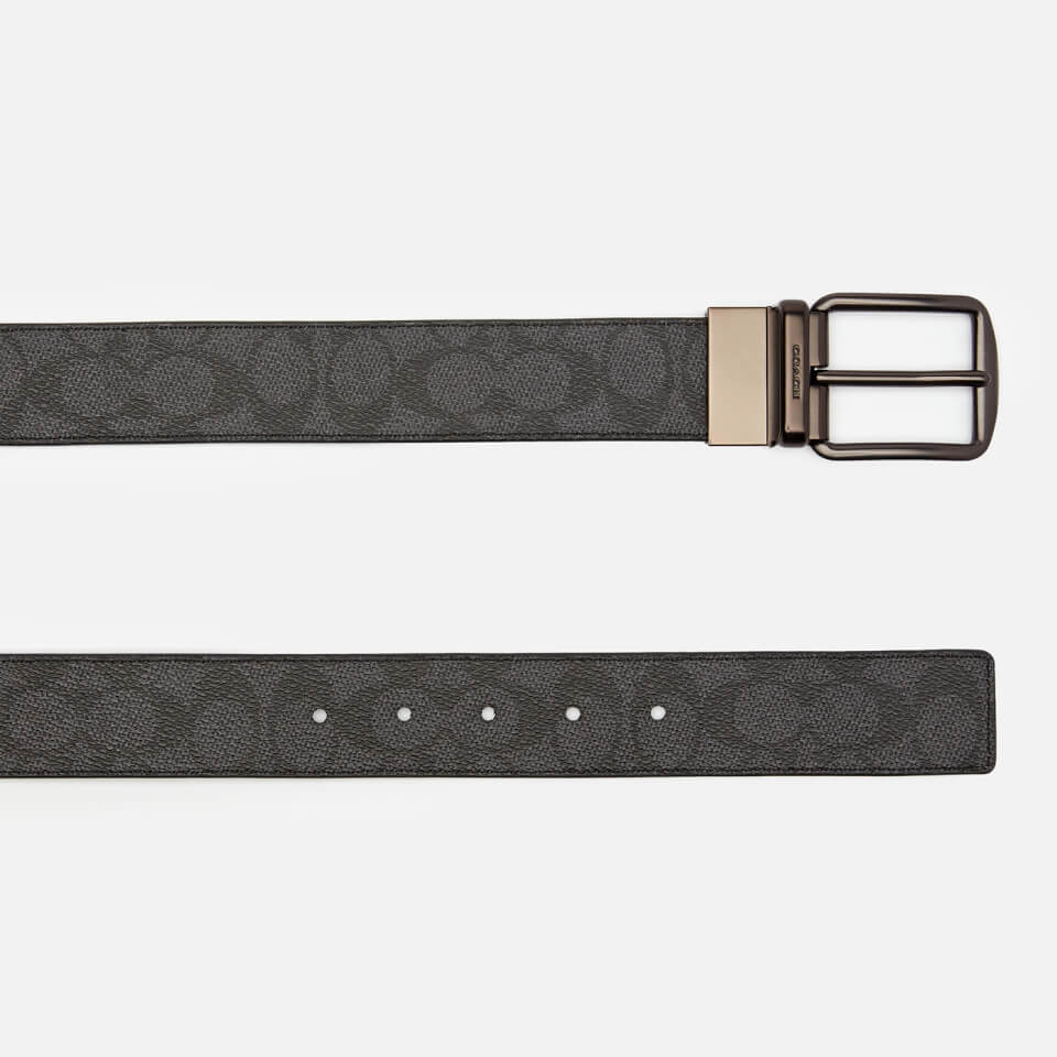 Coach Men's 38mm Cut-To-Size Harness Belt in Signature Canvas - Charcoal/Khaki