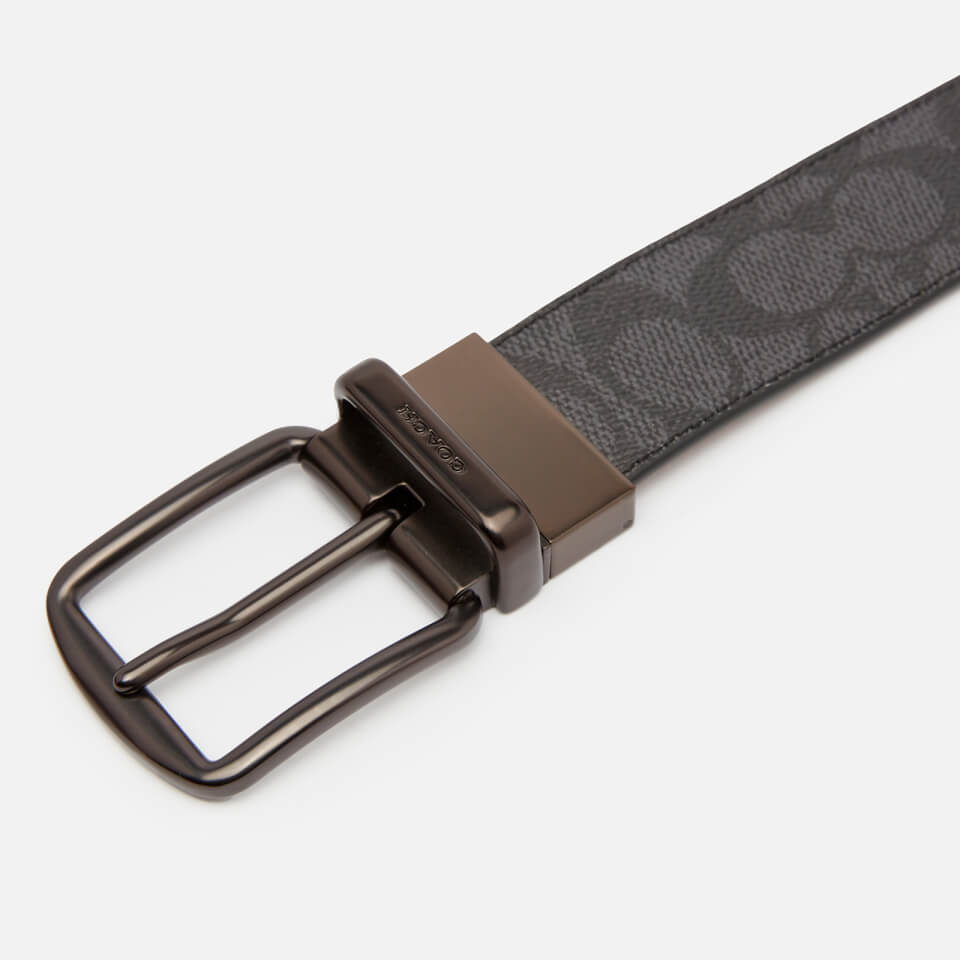 Coach Men's 38mm Cut-To-Size Harness Belt in Signature Canvas - Charcoal/Khaki