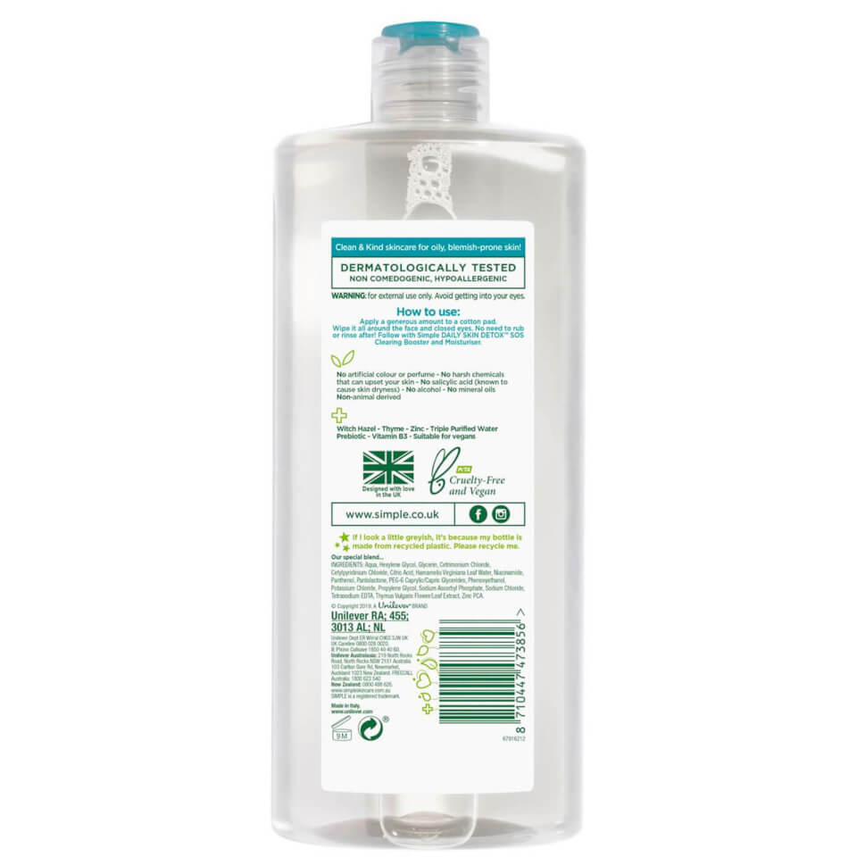 Simple Daily Detox Oil Be Gone Micellar Water 400ml