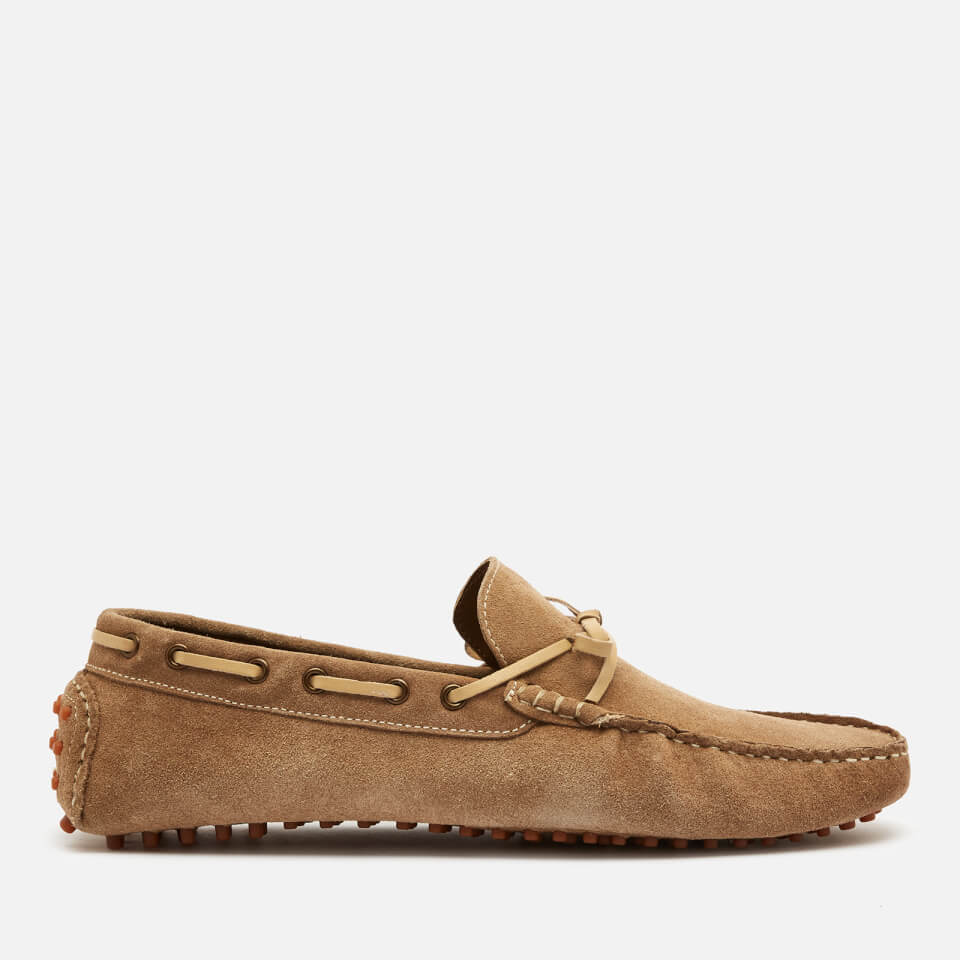Walk London Men's Santino Suede Driving Style Shoes - Beige