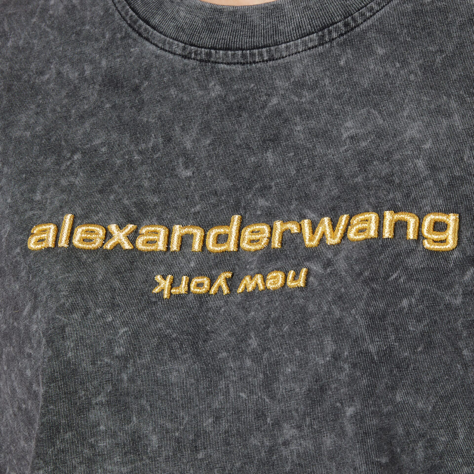 Alexander Wang Women's Acid Washed T-Shirt with Embroidery - Acid Black -  XS | Coggles