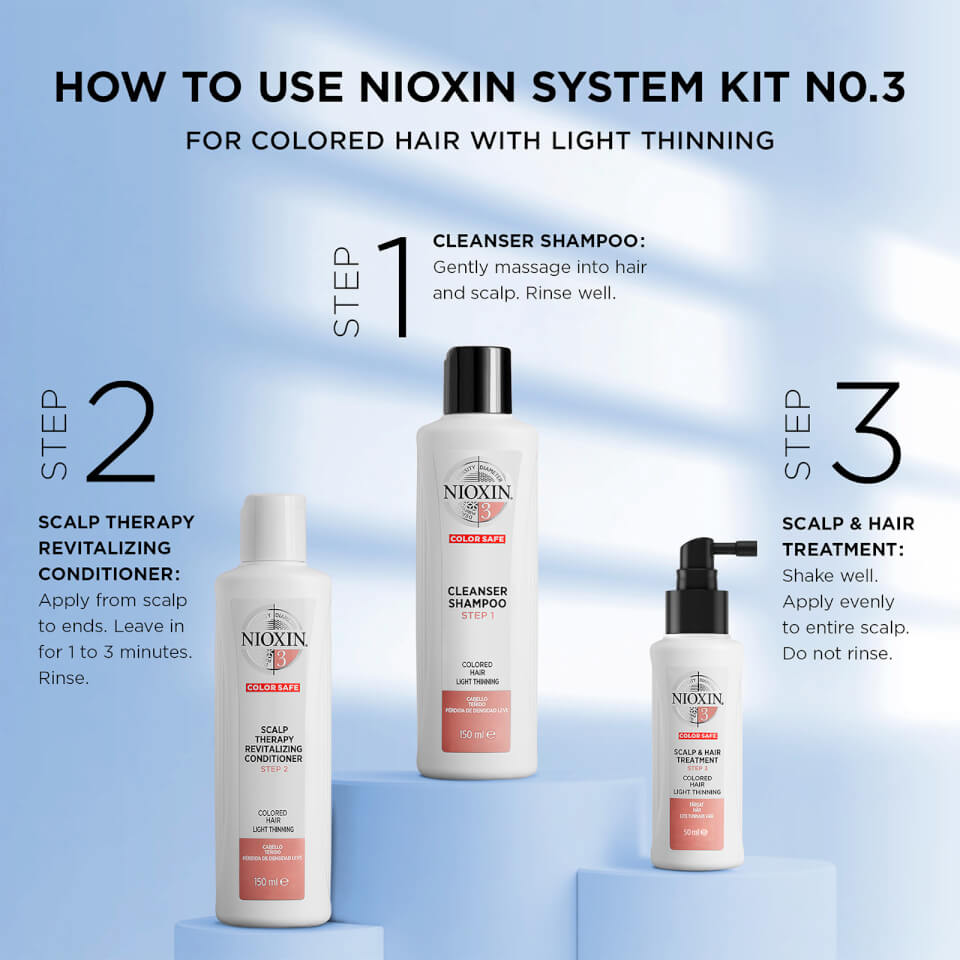 Nioxin System 3 Cleanser Shampoo for Color Treated Hair with Light Thinning 10.1 oz
