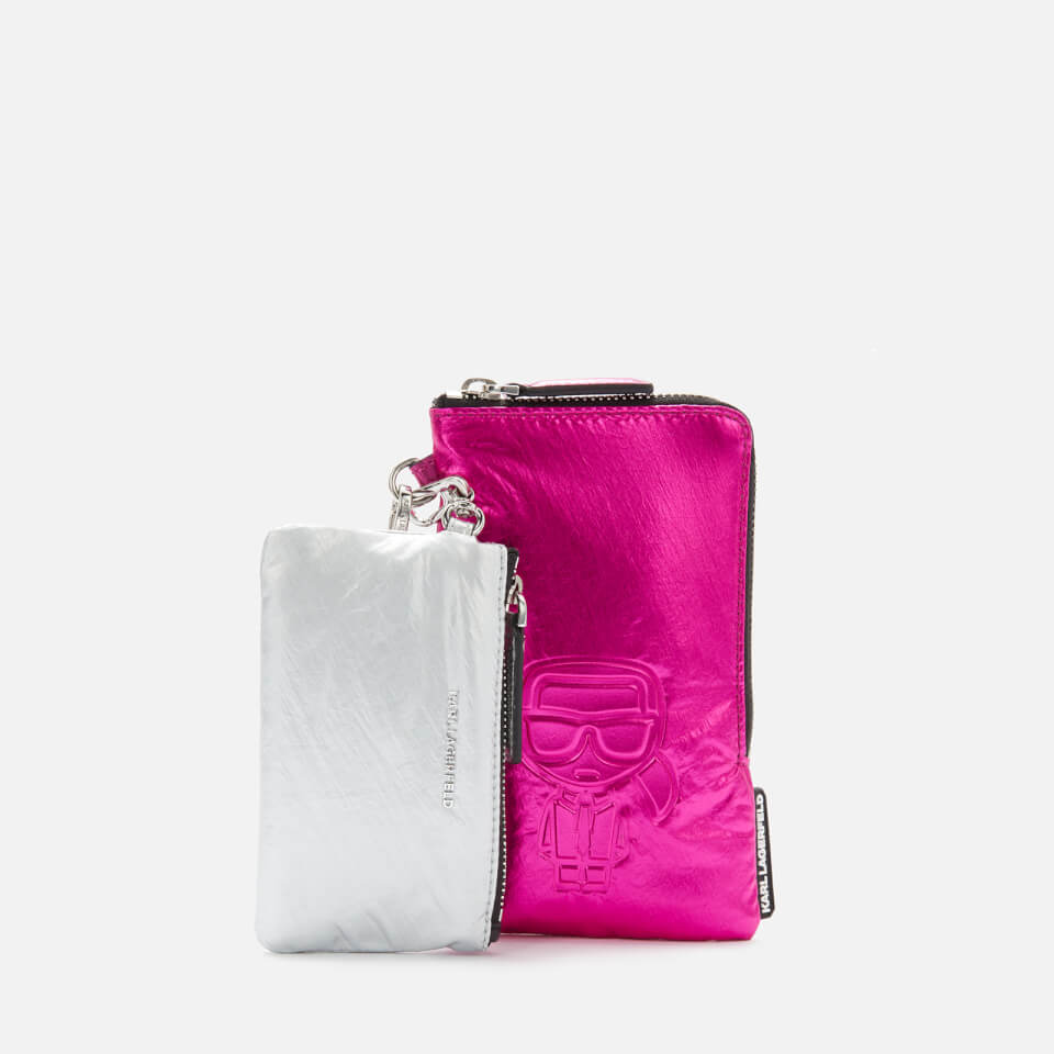 KARL LAGERFELD Women's K/Ikonik Nylon Pouch - Metallic Pink