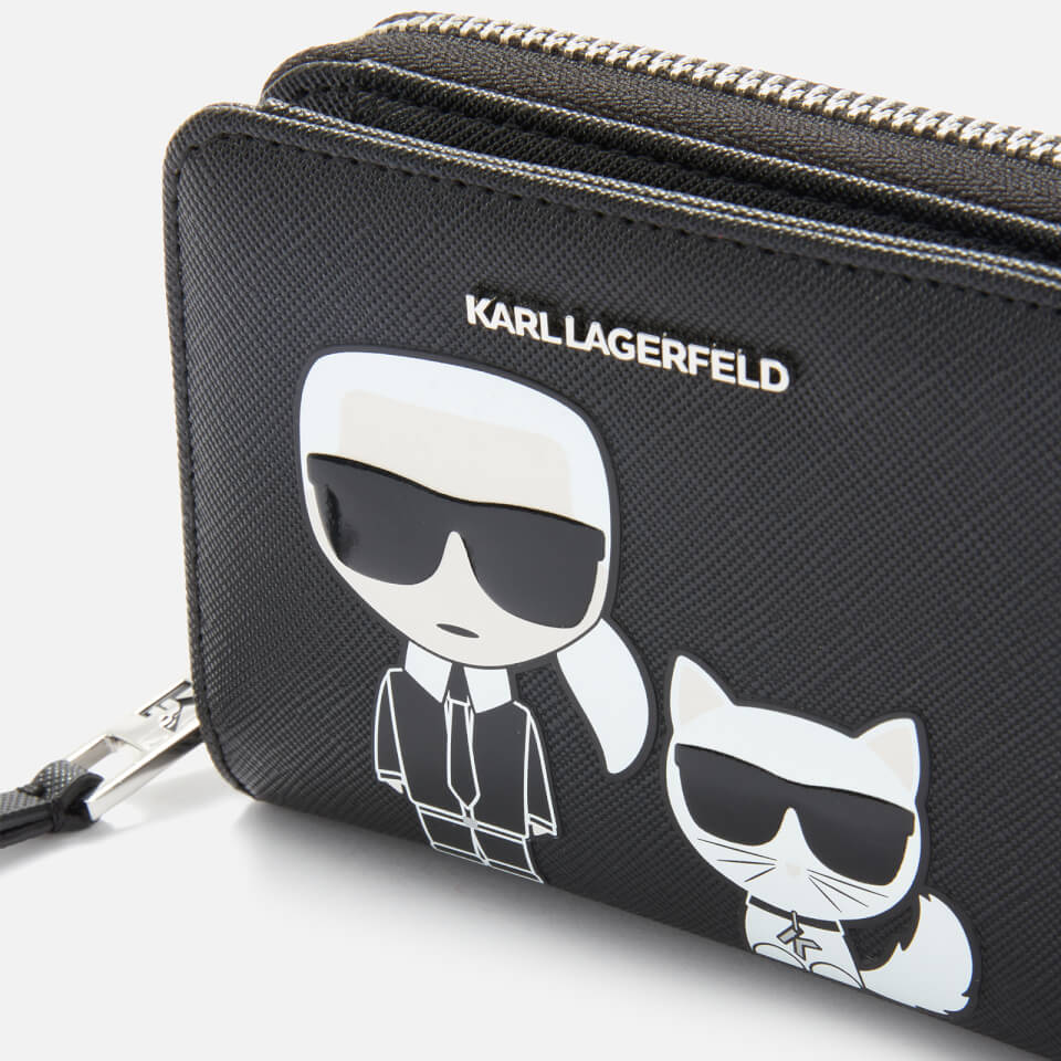 KARL LAGERFELD Women's K/Ikonik Small Folded Zip Wallet - Black