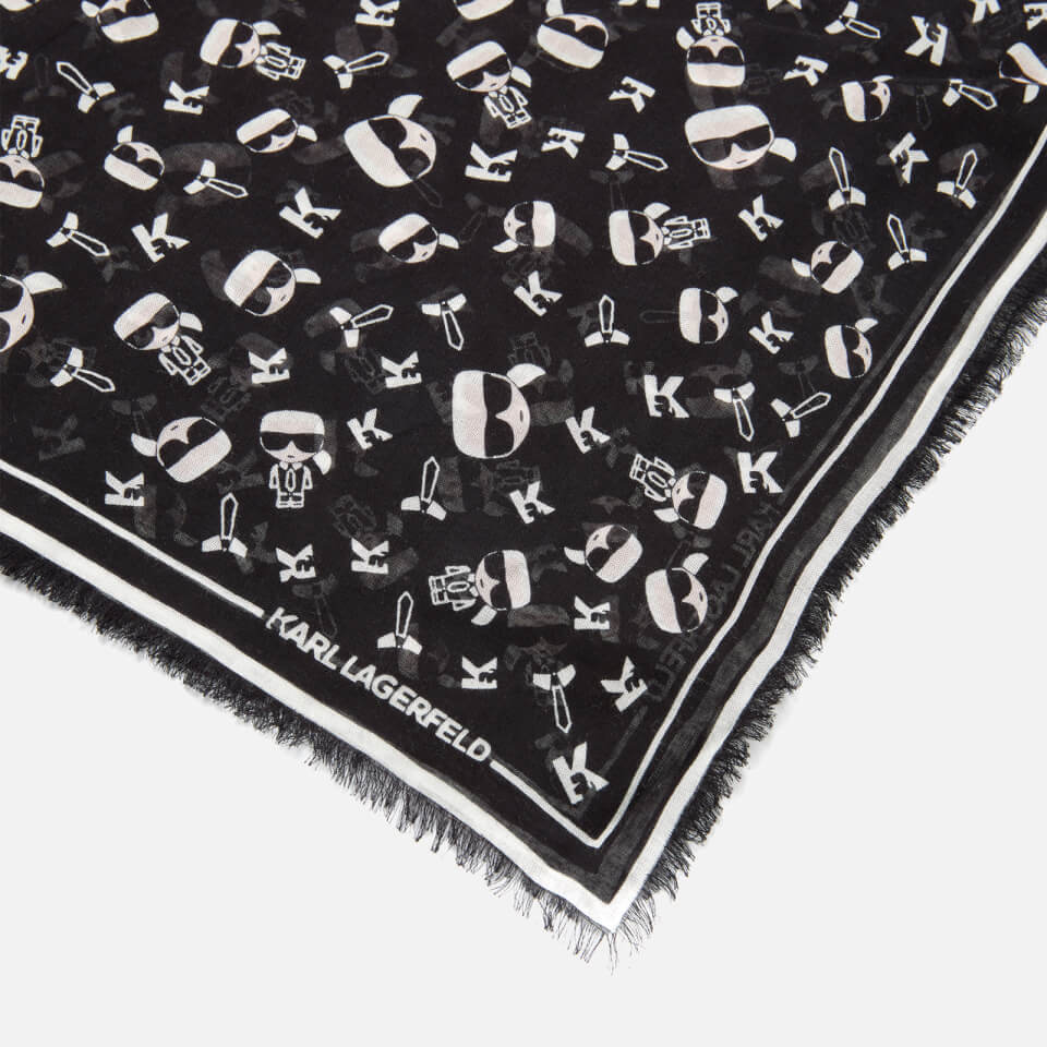 KARL LAGERFELD KARL LAGERFELD Women's K/Ikonik Aop Scarf - Black