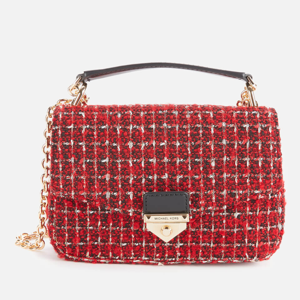 MICHAEL Michael Kors Women's Soho Checkered Tweed Small Chain Shoulder Bag - Bright Red