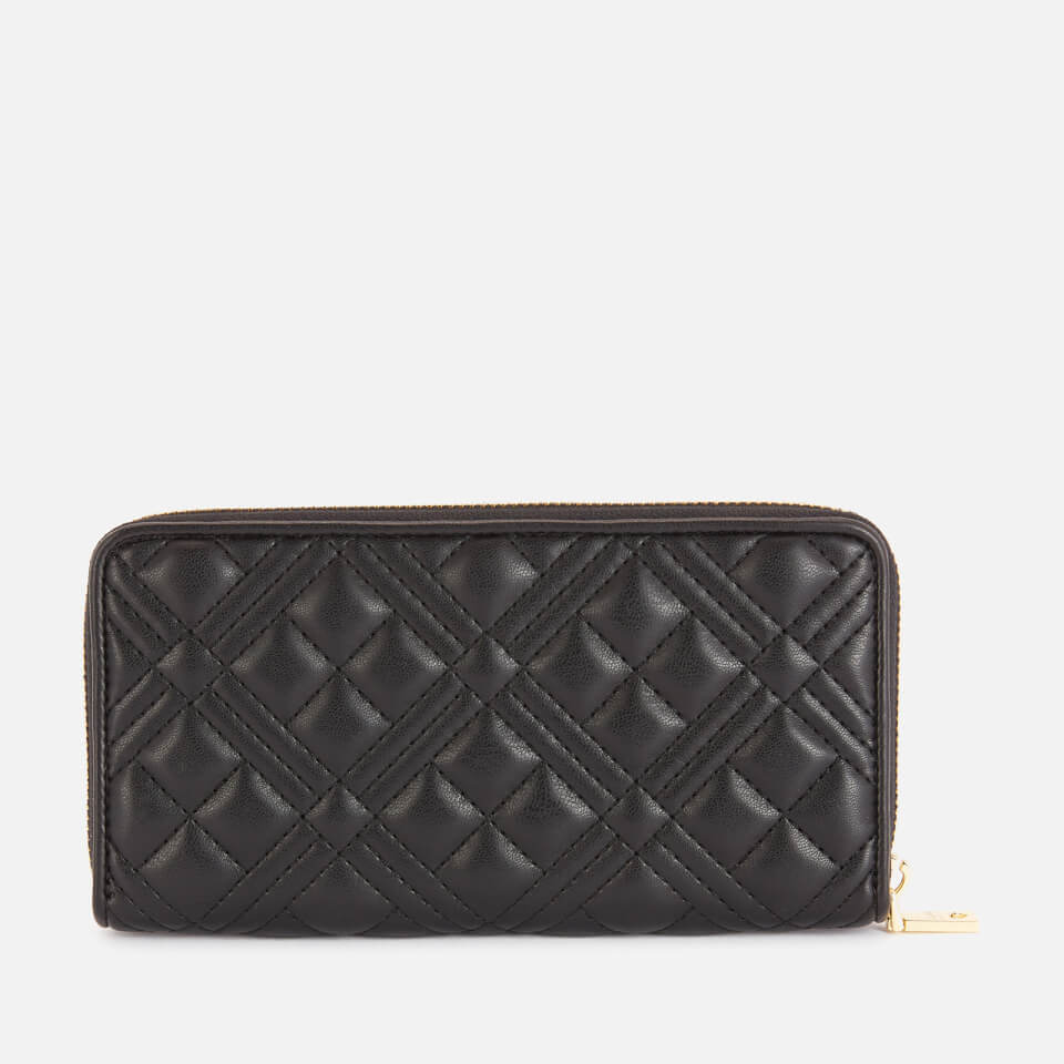 Love Moschino Women's Quilted Large Zip Around Wallet - Black
