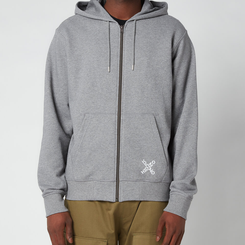 パーカー・フーディ KENZO Men Tops FF55SW2574MX93 Grey KENZO Men's Sport Full Zip Hooded Sweatshirt - Dove Grey
