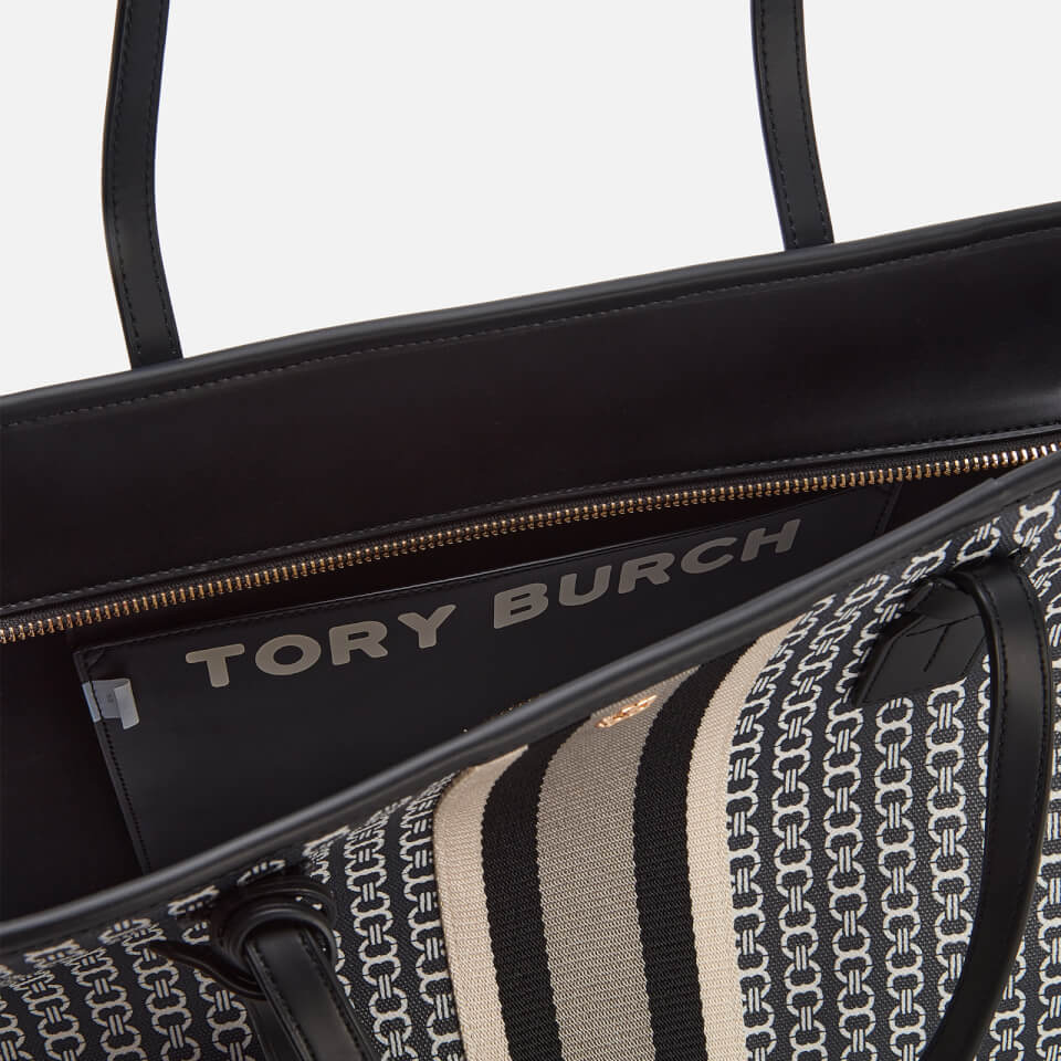 Tory Burch Women's Gemini Link Canvas Top Zip Tote Bag - Black