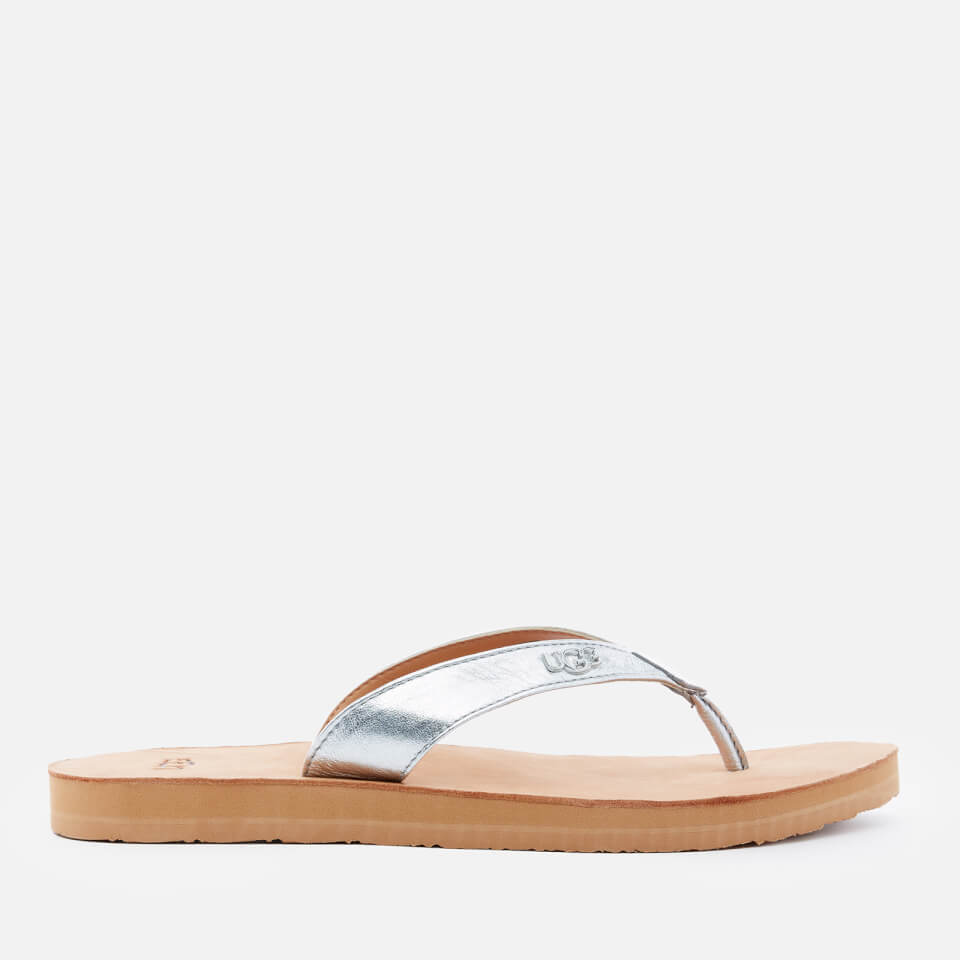 UGG Women s Tawney Logo Flip Flops Silver UK 3 Allsole