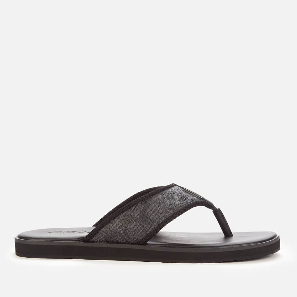 Coach Men s Signature Flip Flops Charcoal Black Allsole