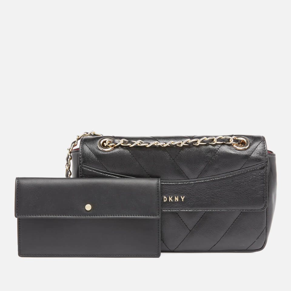 DKNY Women's Quilted Chain Shoulder Bag - Black/Gold