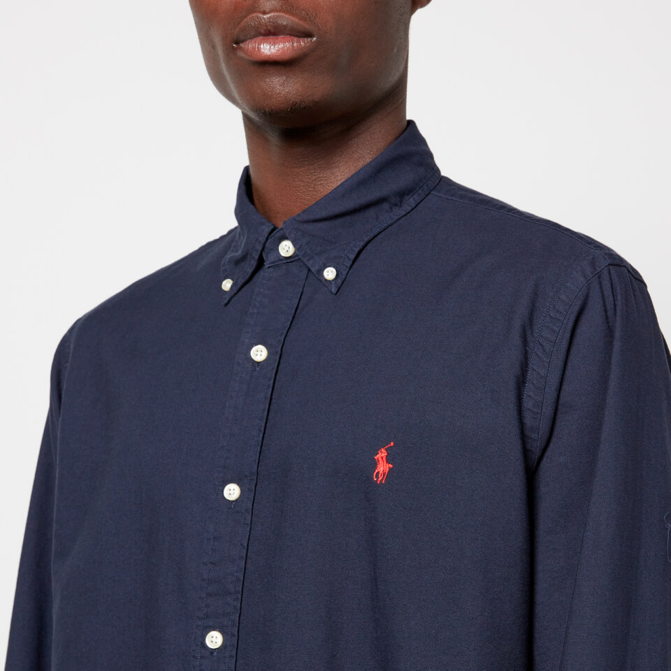 Mens custom fit polo pony oxford shirt hot sale