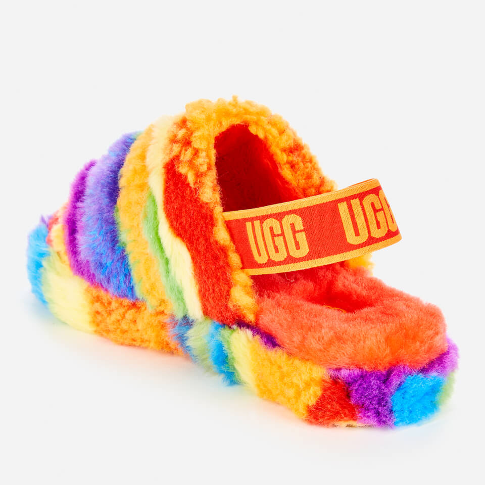 UGG Kids Fluff Yeah Cali Collage Slide Slippers Rainbow Stripe Allsole