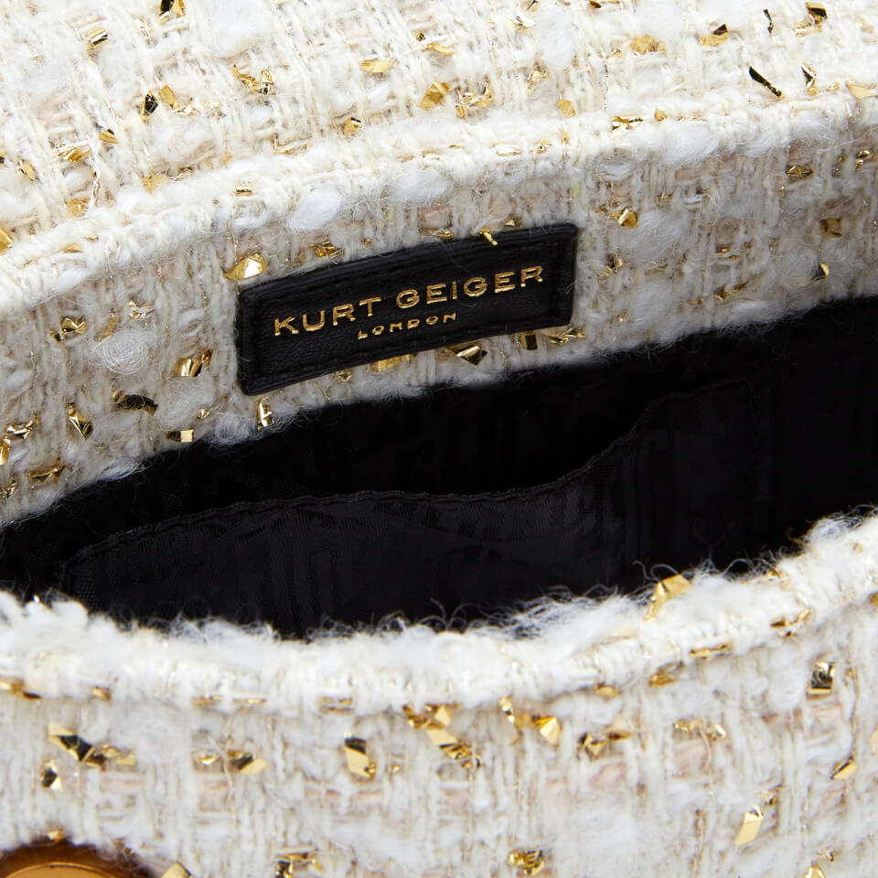 Kurt Geiger London Women's Tweed Mini Kensington X Bag - Bone