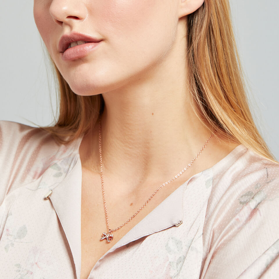 Ted Baker Women's Crestra: Crystal Petite Bow Pendant - Rose Gold/Crystal