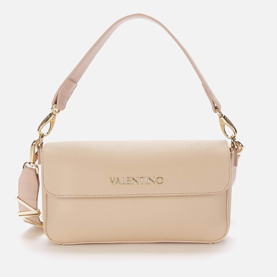Valentino Bags Alexia Ecru Logo Strap Shoulder Bag