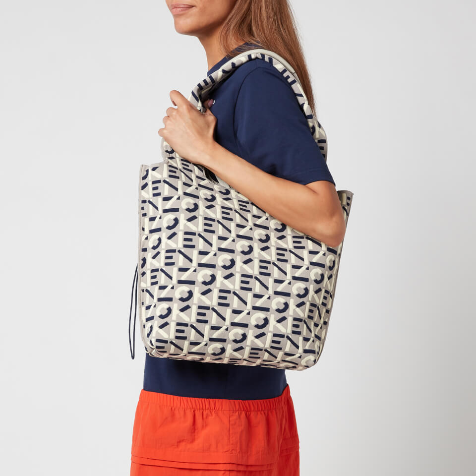 KENZO Women's Recycled Monogram Flyknit Small Tote Bag - Dove Grey
