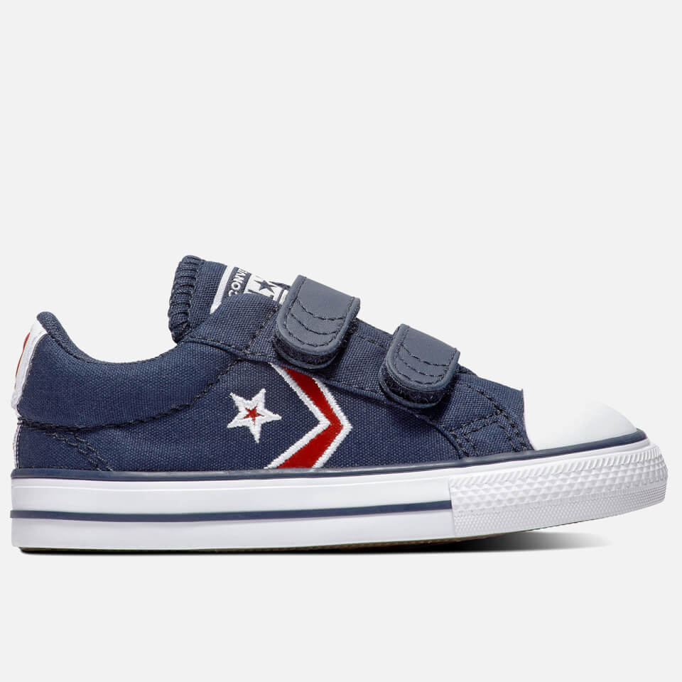 Converse Toddlers' Star Embroidered Ox Velcro Trainers - Obsidian/University Red Worldwide | Allsole
