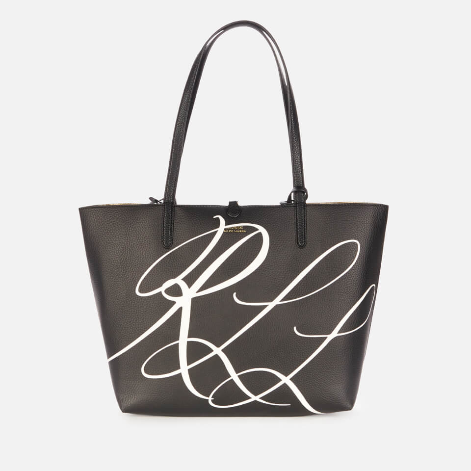 Lauren Ralph Lauren Women's Reversible Script Logo Medium Tote Bag - Black/Antique Gold
