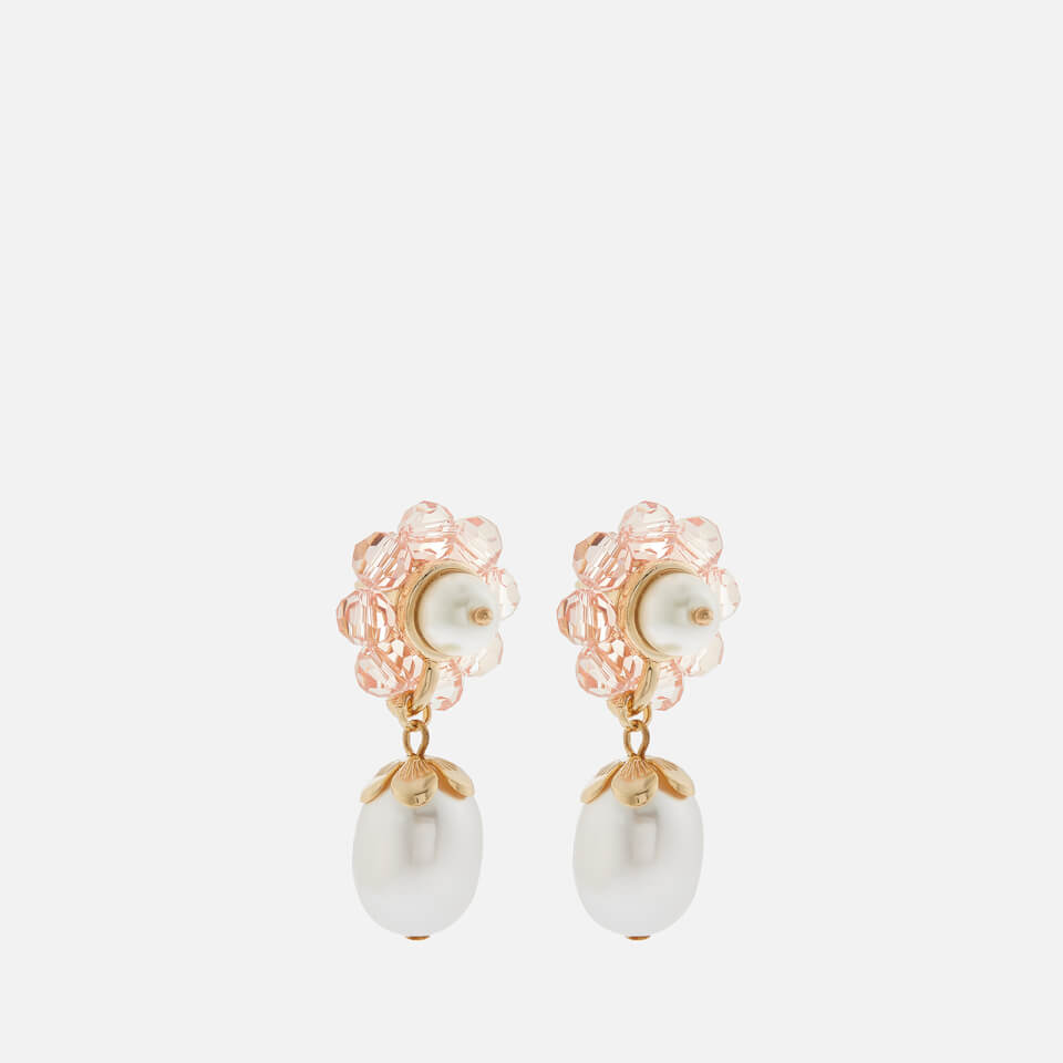 Shrimps Women's Marti Flower Pearl Drop Earrings - Coral & Cream