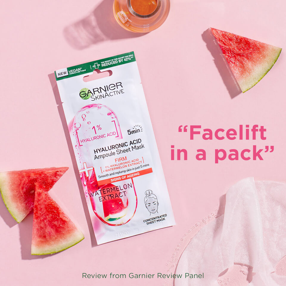 Garnier SkinActive Firming Ampoule Sheet Mask - Watermelon and 1% Hyaluronic Acid 15g