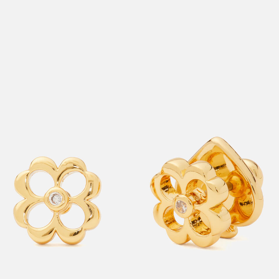 Kate Spade New York Women's Spade Floral Studs - Clear/Gold