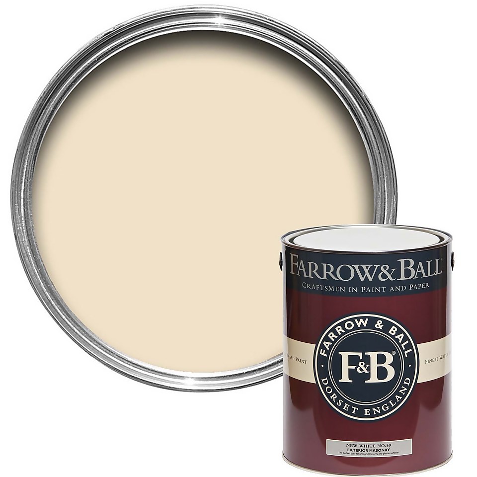 Farrow & Ball Exterior Masonry Matt Paint New White No.59 - 5L