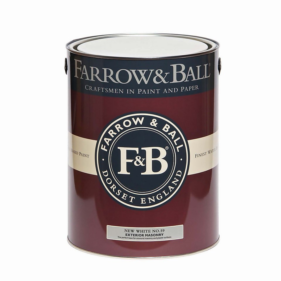 Farrow & Ball Exterior Masonry Matt Paint New White No.59 5L Homebase