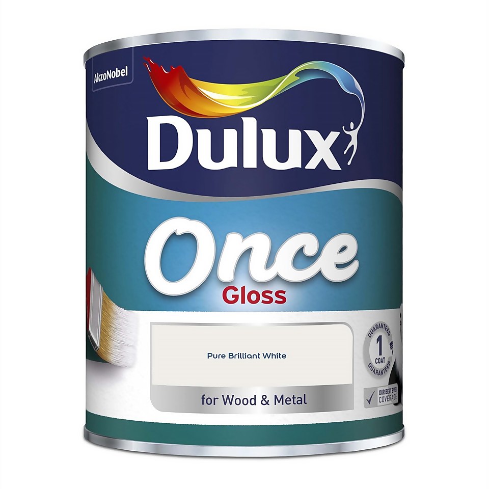 Dulux Once Gloss Paint Pure Brilliant White - 750ml