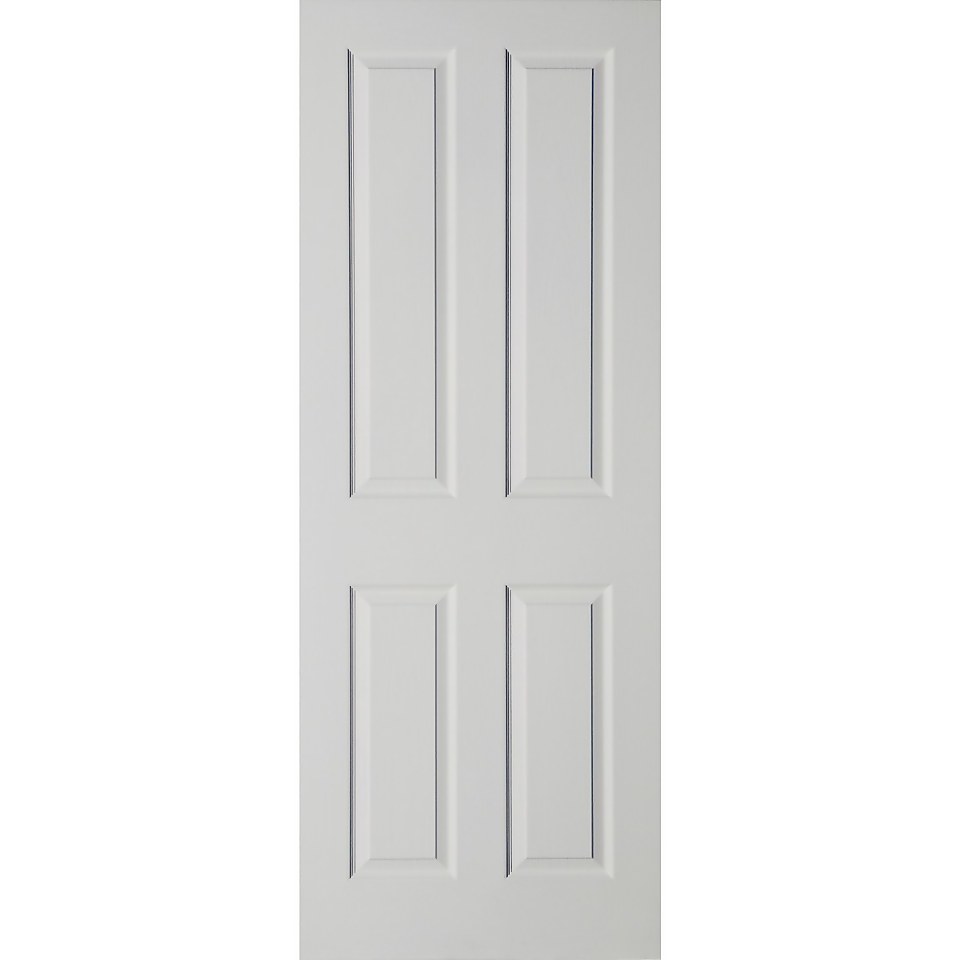 London 4 Panel Primed White Internal Door - 762mm Wide