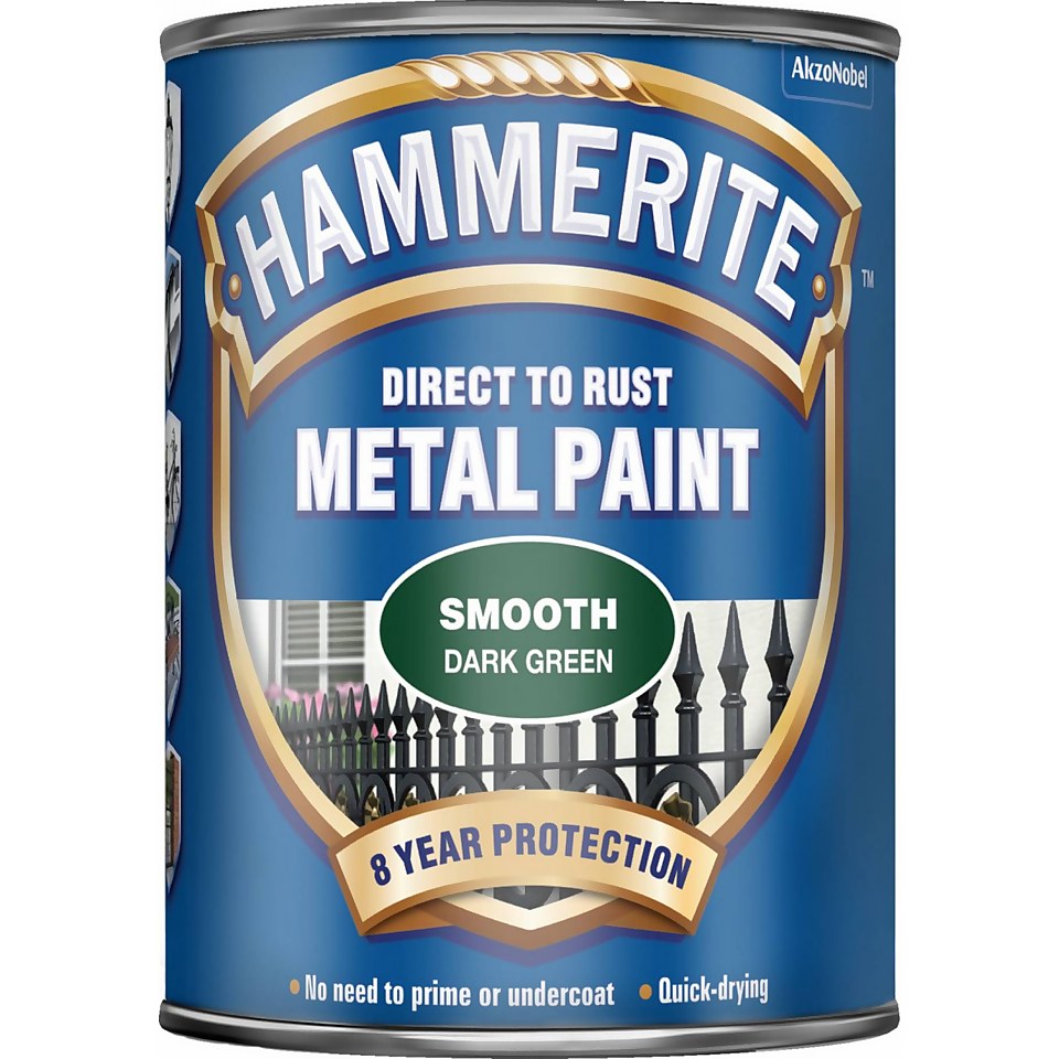 Hammerite Direct To Rust Smooth Dark Green Metal Paint - 750ml