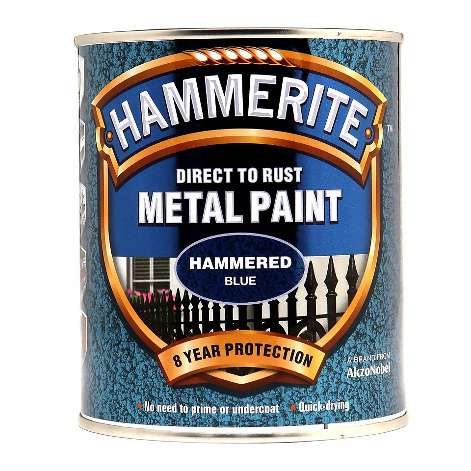 Hammerite Direct To Rust Hammered Blue Metal Paint - 750ml