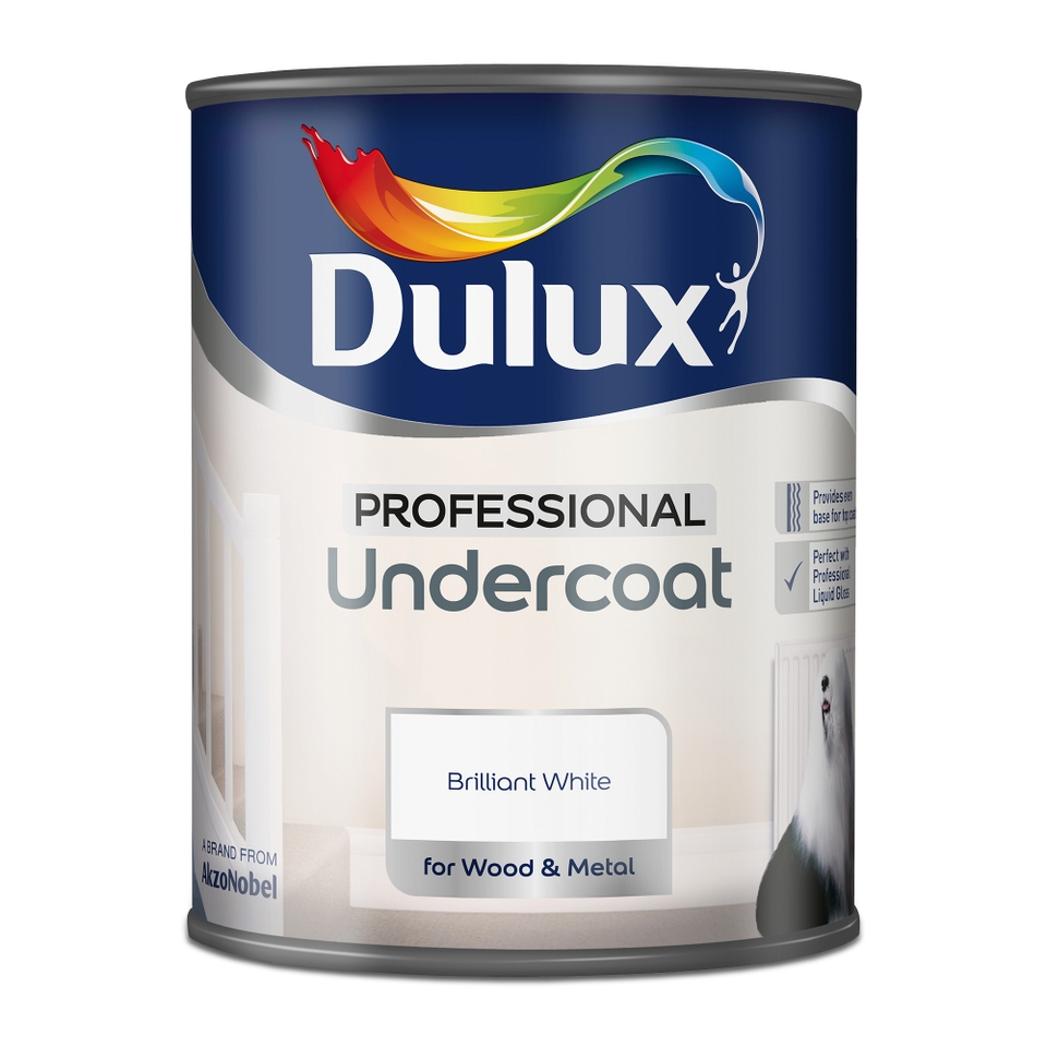 Dulux Professional Undercoat for Wood Metal Brilliant White 750ml Homebase