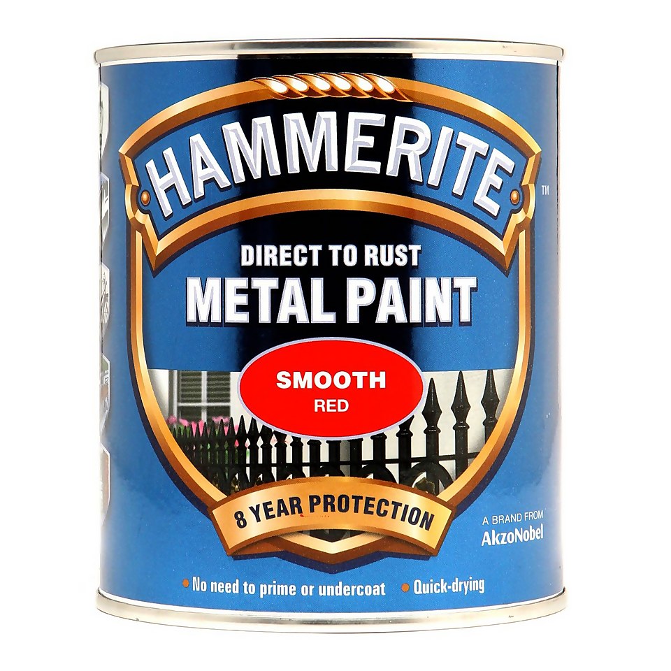Hammerite Direct To Rust Smooth Red Metal Paint - 750ml