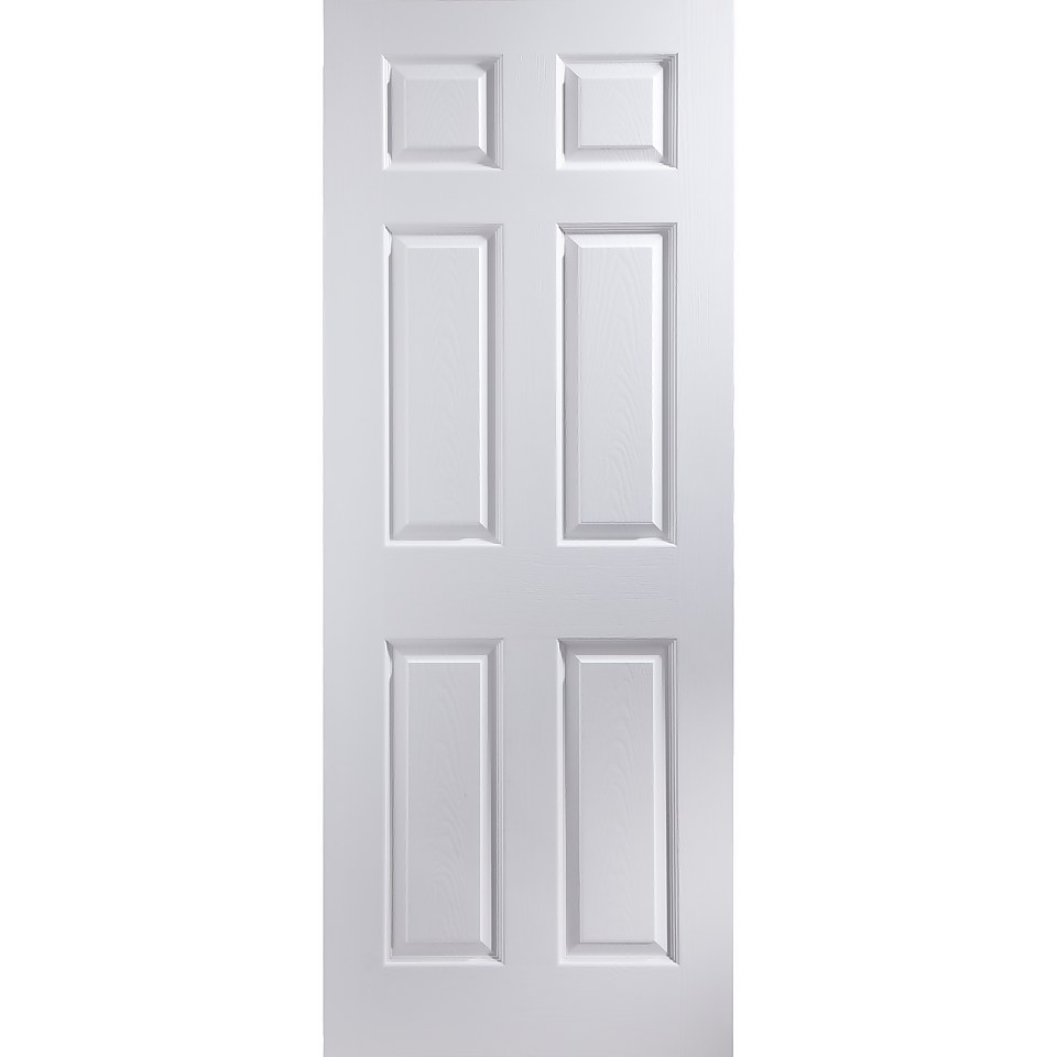 Colonial 6 Panel Pre-Painted White Woodgrain Internal Door - 762mm Wide