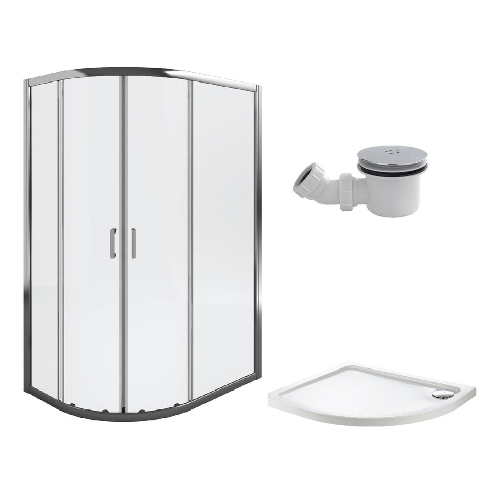 Aqualux Offset Quadrant Right Hand Shower Enclosure and Tray Package - 1200 x 800mm (6mm Glass)