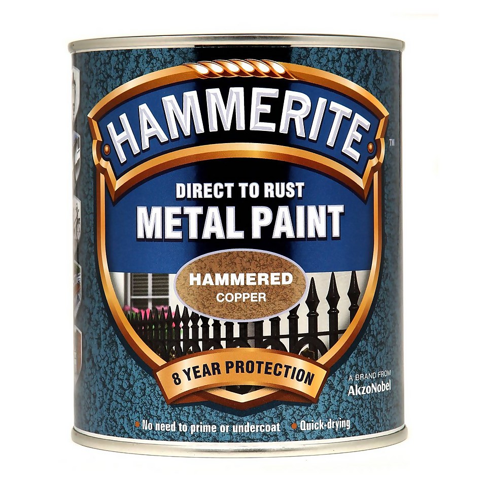 Hammerite Direct To Rust Hammered Copper Metal Paint - 750ml