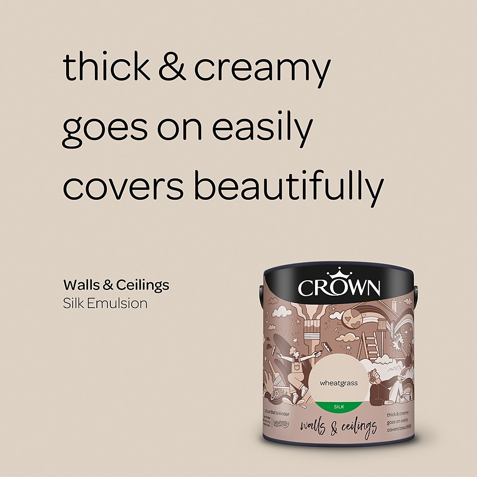 Crown Walls & Ceilings Silk Emulsion Wheatgrass - 2.5L