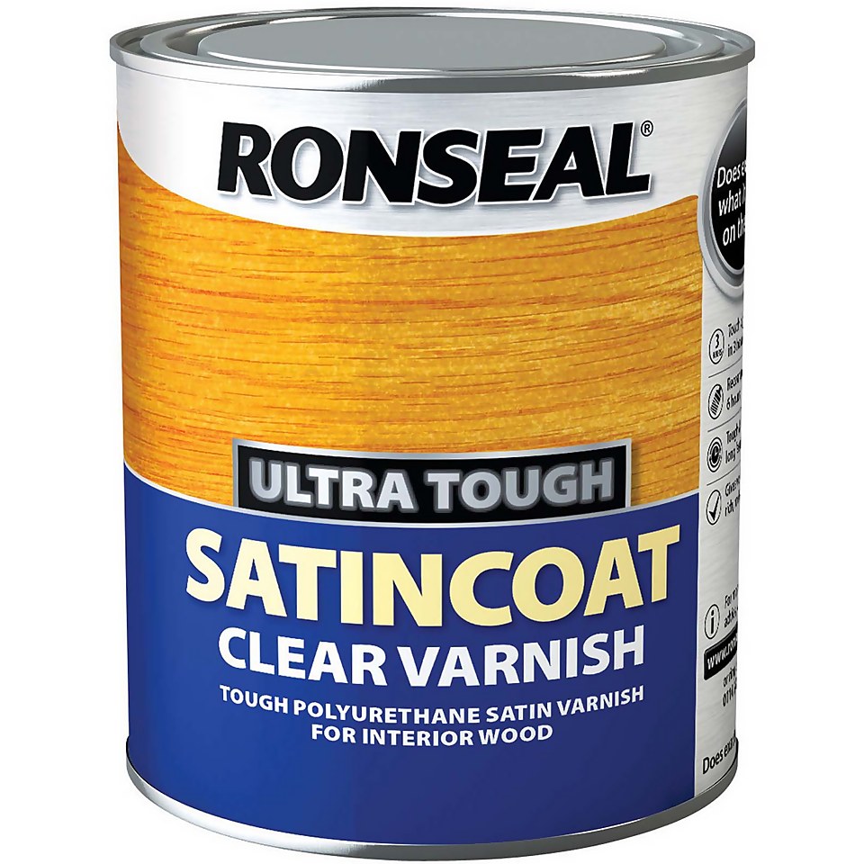 Ronseal Ultra Tough Satin Coat Clear Varnish - 750ml