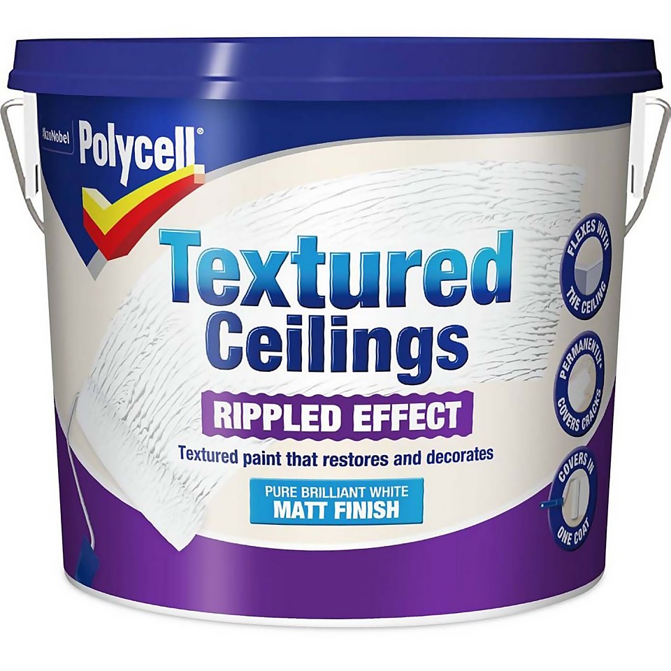 Polycell Textured Ceiling Matt Rippled Finish - 5L