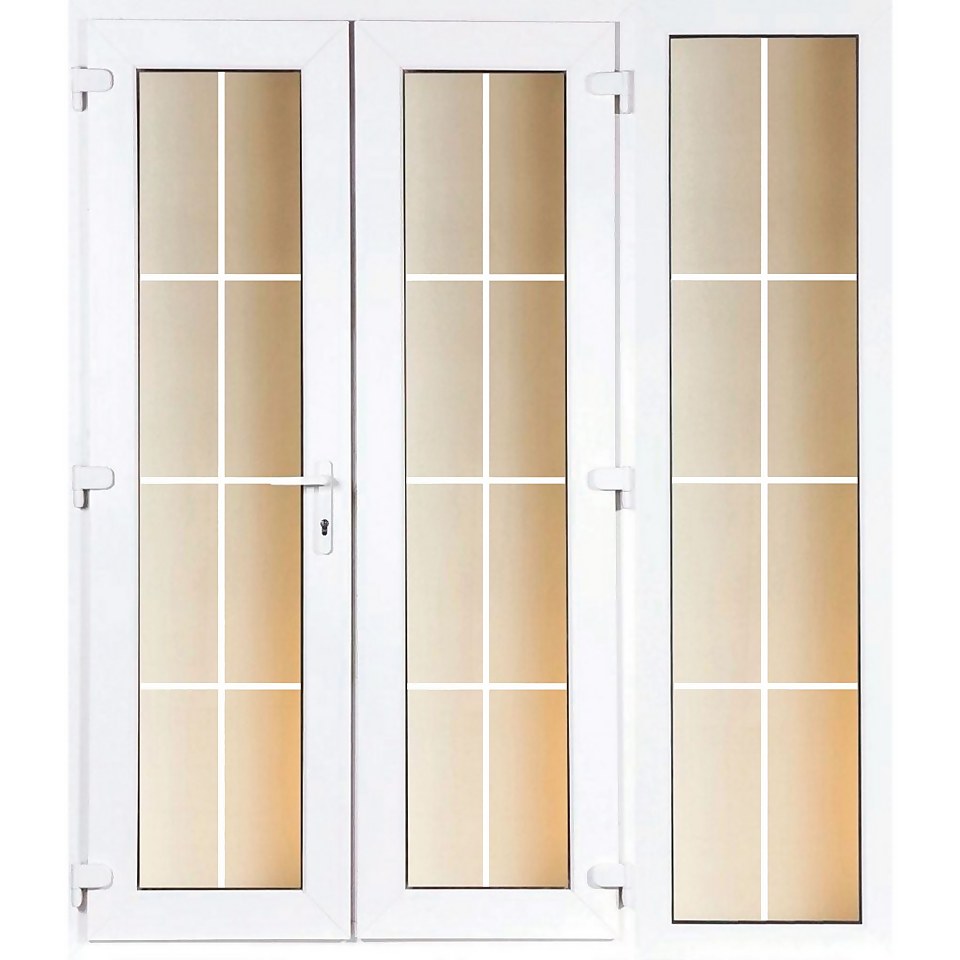 Model 6 French Door set and 1 Wide Sidelite with Georgian Bars - 2390mm Wide 2090mm High