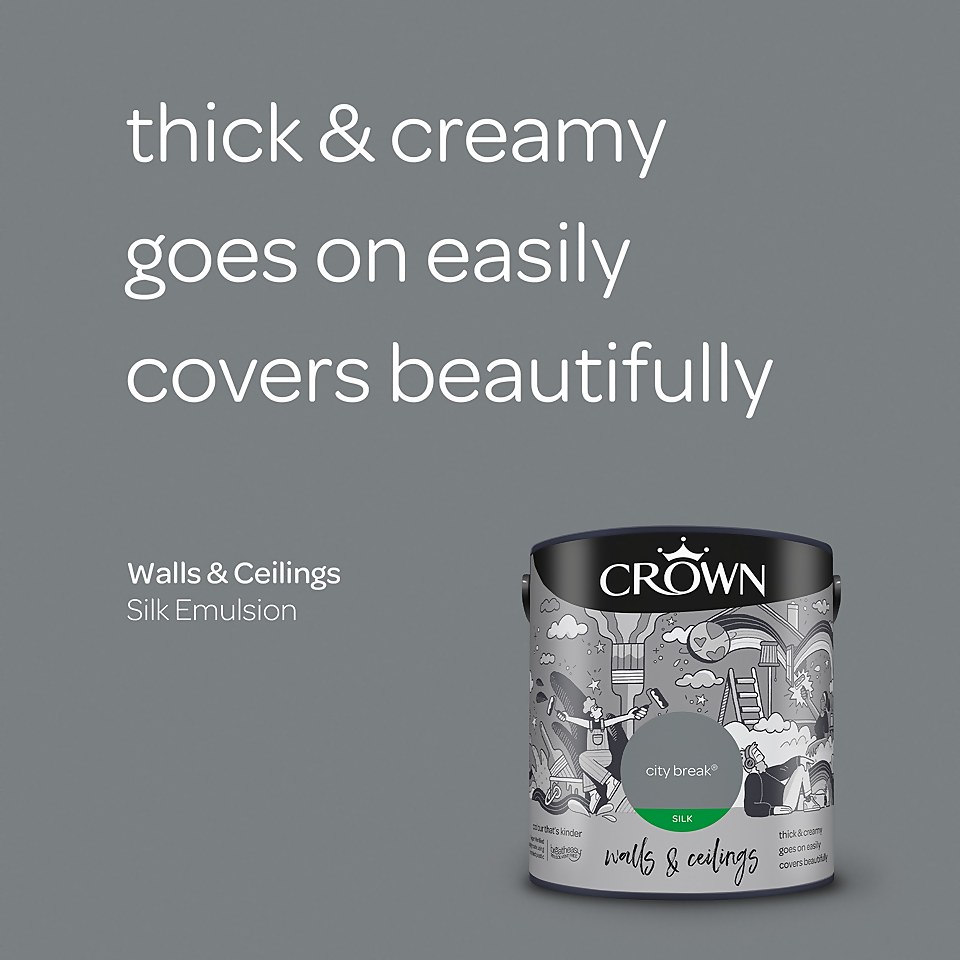 Crown Walls & Ceilings Silk Emulsion Paint City Break - 2.5L