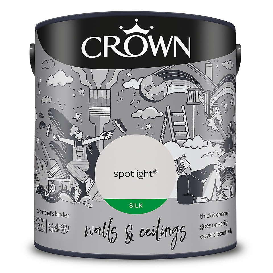 Crown Walls & Ceilings Silk Emulsion Paint Spotlight - 2.5L