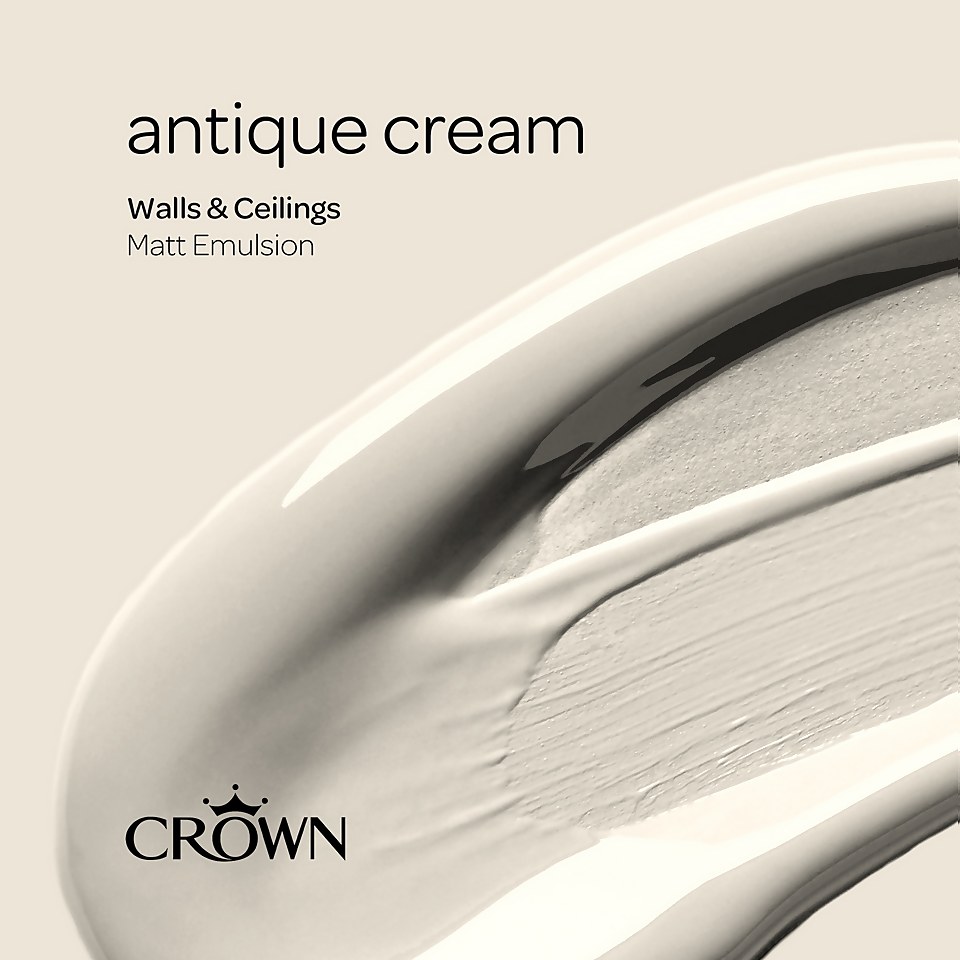 Crown Walls & Ceilings Matt Emulsion Paint Antique Cream - 5L